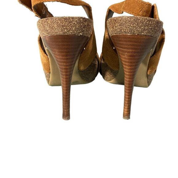 Womens BCBGeneration Brown Suede Open Toe High Heel Shoes - Picture 5 of 9